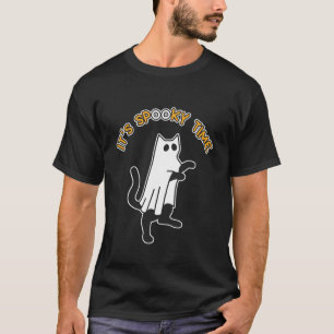 Camiseta É Hora Assustadora Gato Fantasma Divertido Fofinho