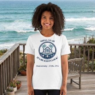 Camiseta É Hora da Praia Árvores Tropicais Vibrações do Oce