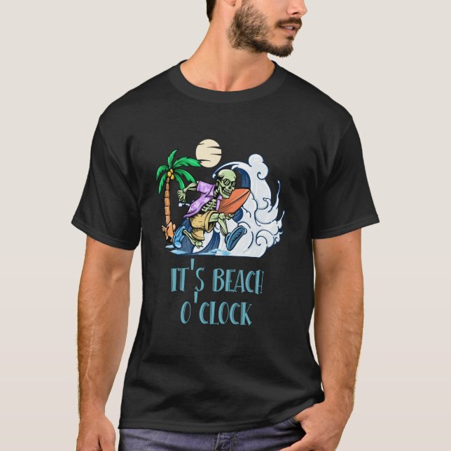 Camiseta É Hora da Praia Humor de Férias Viagem Oceano Verã (Frente)