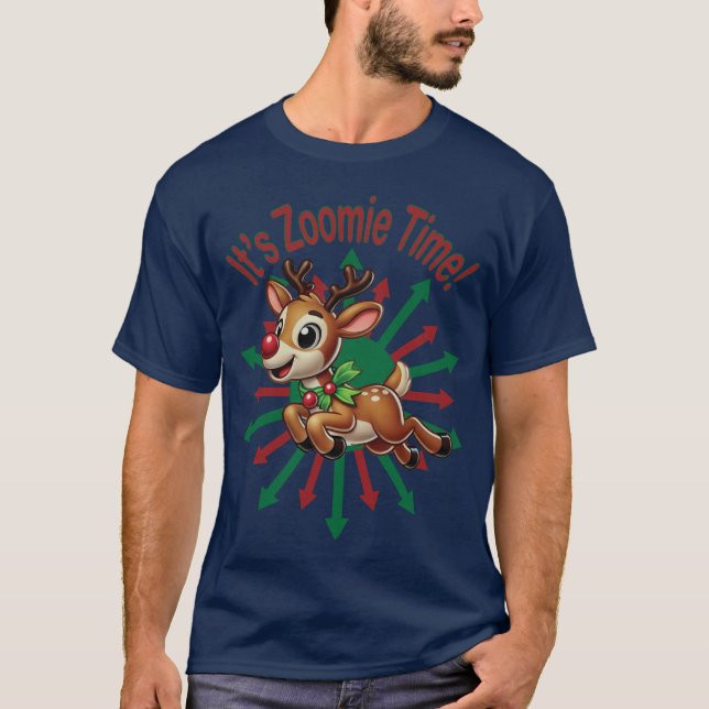 Camiseta "É hora da Zoomie! Reindeer de Natal (Frente)