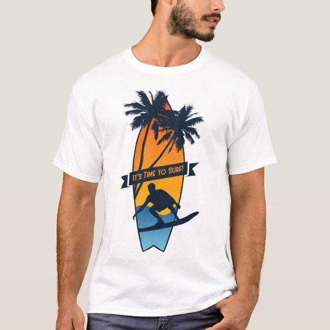 Camiseta É Hora de Surfar Sunset Palmeira Surf Beach (Frente)