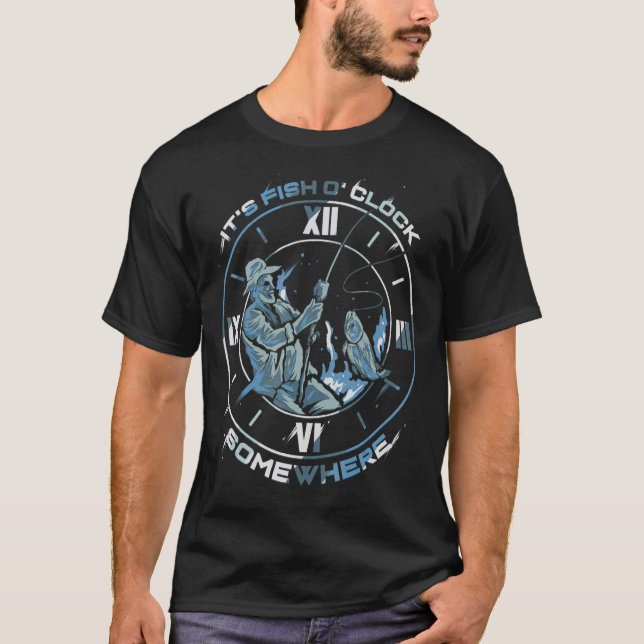 Camiseta É Hora do Peixe em Algum Lugar Pescador (Frente)