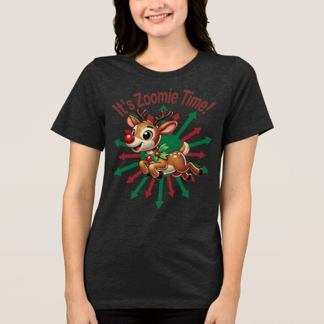 Camiseta "É hora do Zoomie! Rena de Natal (Frente)