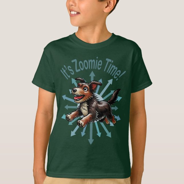 Camiseta É hora do Zoomie Time Terrier Mutt (Frente)