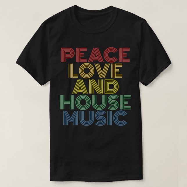 Camiseta E House Music EDM Techno DJ retro 70s. (Frente do Design)