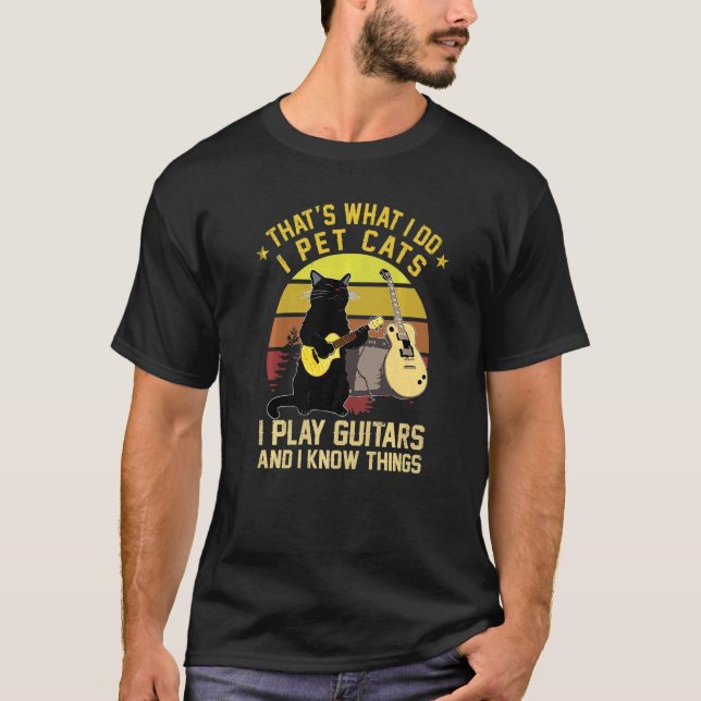 Camiseta É isso que eu faço com os gatos que eu toco guitar (Frente)