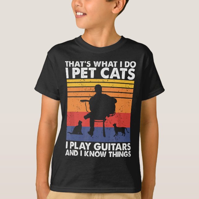 Camiseta É isso que eu faço, eu ponho gatos que toco guitar (Frente)