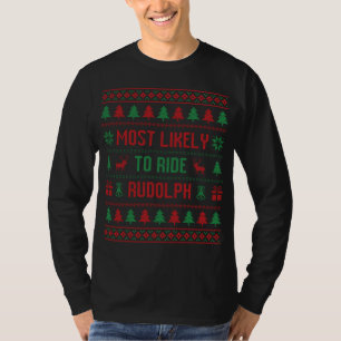 Camiseta É Mais Provável Andar Rudolph Engraçado No Natal S
