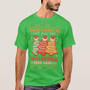 Camiseta É mais provável comer todo bolo de árvore de natal