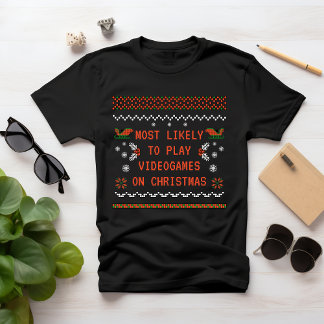 Camiseta É mais provável que JOGEM VÍDEOGAMAS NO NATAL