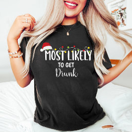 Camiseta É mais provável ter bebado / Família Natal