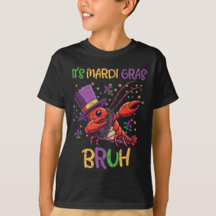 Camiseta É Mardi Gras Bruh Crayfish Dab Fat de Terça Menino