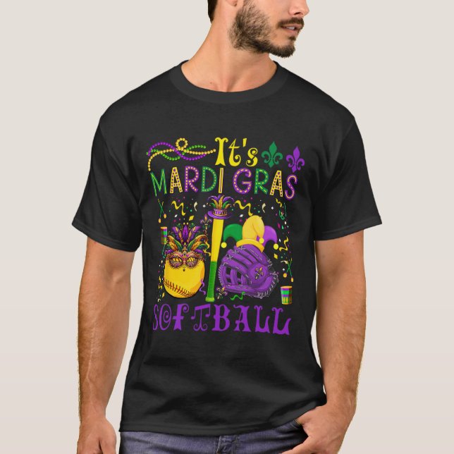 Camiseta É Mardi Gras Softll Player Equipe Costume Mask (Frente)