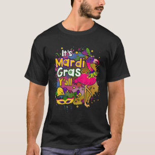 Camiseta É Mardi Gras Y All Flamingo Mask And Miçanga Jest