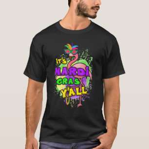 Camiseta É Mardi Gras Y All Funny Flamingo Com Miçanga Fa