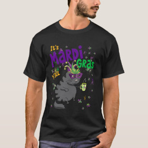 Camiseta É Mardi Gras Y'All Amantes de Café Preto Gato Mard