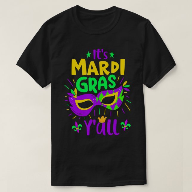 Camiseta É Mardi Gras Y'all Carnival Costume Mardi Grass (Frente do Design)