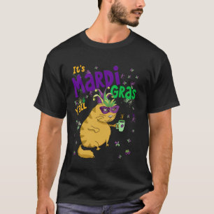 Camiseta É Mardi Gras Y'All Cat Coffee Carnaval Festa Ma