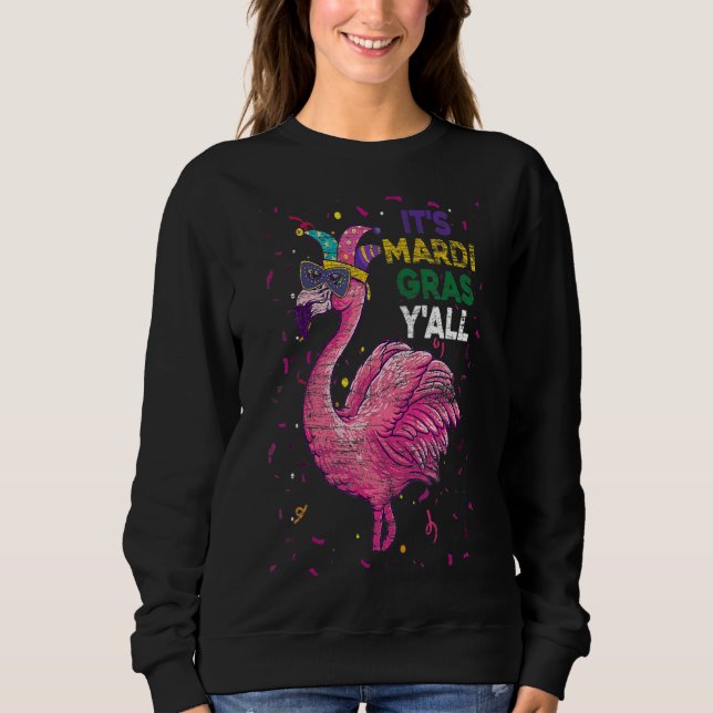 Camiseta É Mardi Gras Yall Flamingo (Frente)