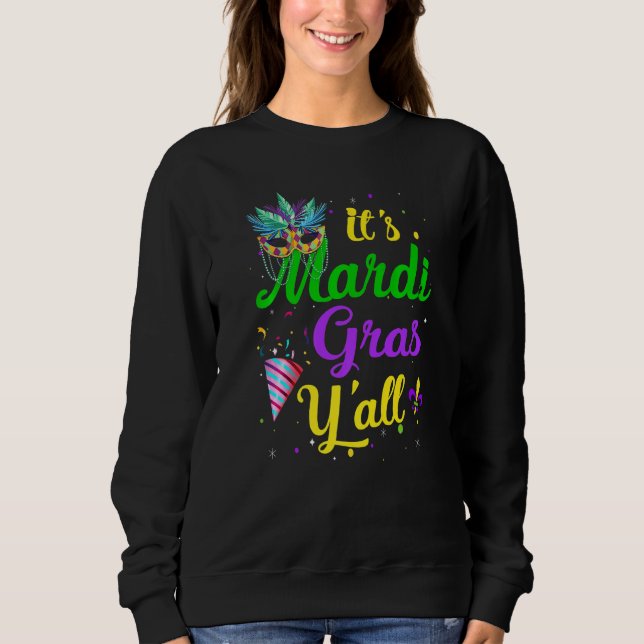 Camiseta É Mardi Gras Yall Funny Mardi Gras Party Mask Co (Frente)