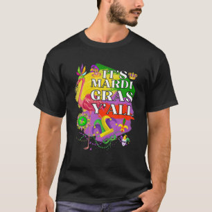 Camiseta É Mardi Gras Y'all Pink Flamingo