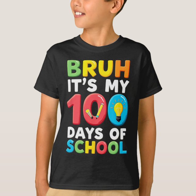 Camiseta É meu 100 dias de escola Aluno Professor (Frente)