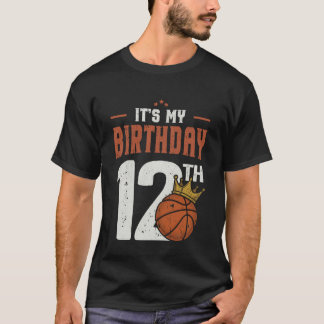 Camiseta É Meu 12º Aniversário Basquetebol 12 Anos de Idade