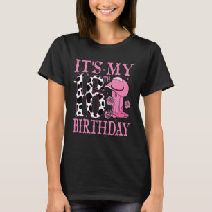 Camiseta É Meu 16º Aniversário Cowgirl Rosa Disco Western P