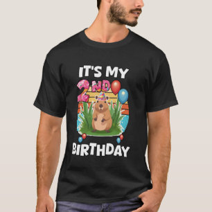 Camiseta É Meu 2º Aniversário Capivara Fofa Segunda Par De