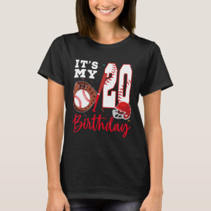 Camiseta É Meu 20º Aniversário Jogador de Beisebol de 20 An