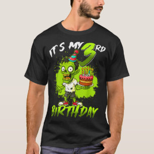 Camiseta É Meu 3º Aniversário Zumbi 3 Anos de Idade Feliz H