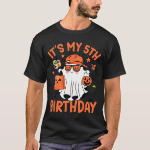 Camiseta É Meu 5º Aniversário Divertido Halloween Boo Fanta
