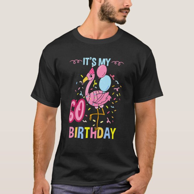 Camiseta É Meu 60º aniversário Flamingo (Frente)