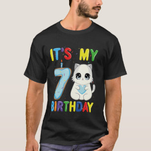 Camiseta É Meu 7º Aniversário Menino Gato Ragdoll de 7 Anos