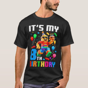 Camiseta É Meu 8º Aniversário Construindo Tijolo Menino de