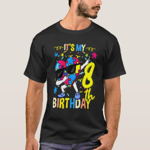 Camiseta É Meu 8º Aniversário Dabbing Autismo Puzzle