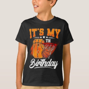 Camiseta É Meu 8º Aniversário Menino Basquete 8 Anos Bday