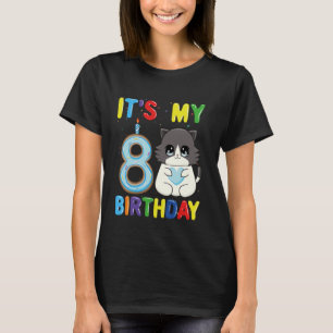 Camiseta É Meu 8º Aniversário Menino Gato Ragdoll de 8 Anos