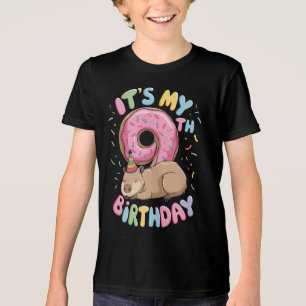 Camiseta É Meu 9º Aniversário Amante de Donuts Capivaras Fo