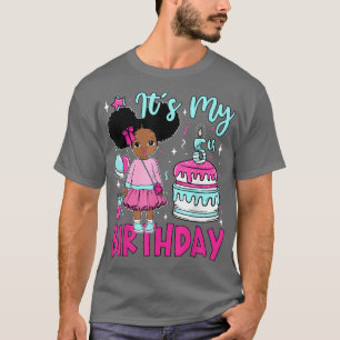 Camiseta É Meu Aniversário 5 Meninas Negras Crianças Bonita
