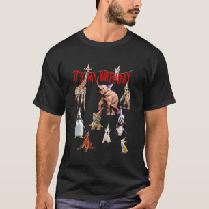 Camiseta É Meu Aniversário Animais Engraçados Fofos Homens