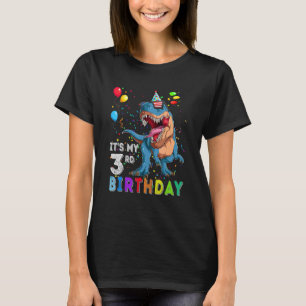 Camiseta É meu aniversário de 3 anos Feliz 3 Anos Dinossaur