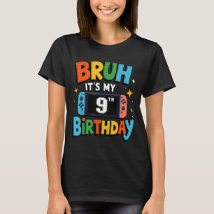 Camiseta É Meu Aniversário de 9 Anos Jogo de Vídeo para Men