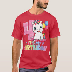 Camiseta É meu aniversário menina de 4 anos 4 anos 2018 não