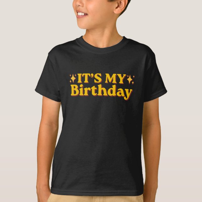 Camiseta É Meu Aniversário Retro (Frente)
