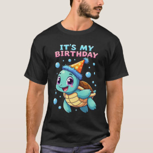 Camiseta É Meu Aniversário Tartaruga Marinha Fofa Aniversár