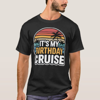 Camiseta É Meu Cruzeiro de Aniversário Pôr do Sol Retro