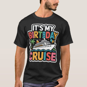 Camiseta É Meu Cruzeiro de Aniversário Pôr do Sol Retrô