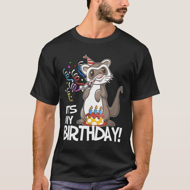 Camiseta É Meu Ferret de aniversário (Frente)