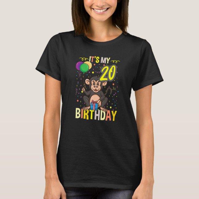 Camiseta É Meu Macaco Chimpanzé De Aniversário 20 (Frente)